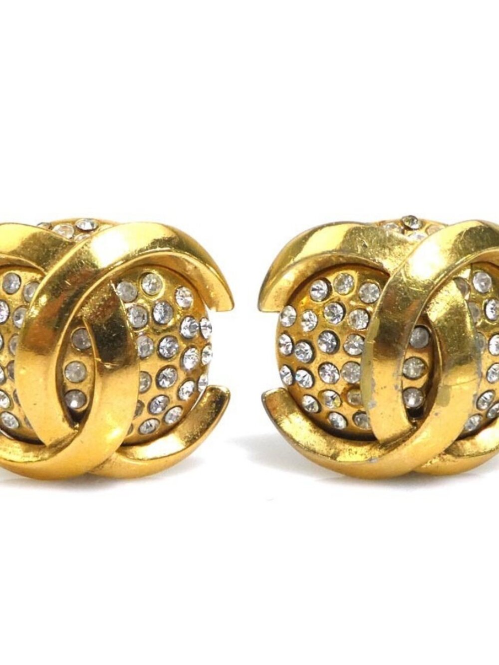 CHANEL CC Logo Earrings Gold/Silver Metal/Rhinestone